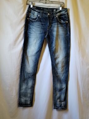Women's Faded Dark Blue Skinny Jeans
